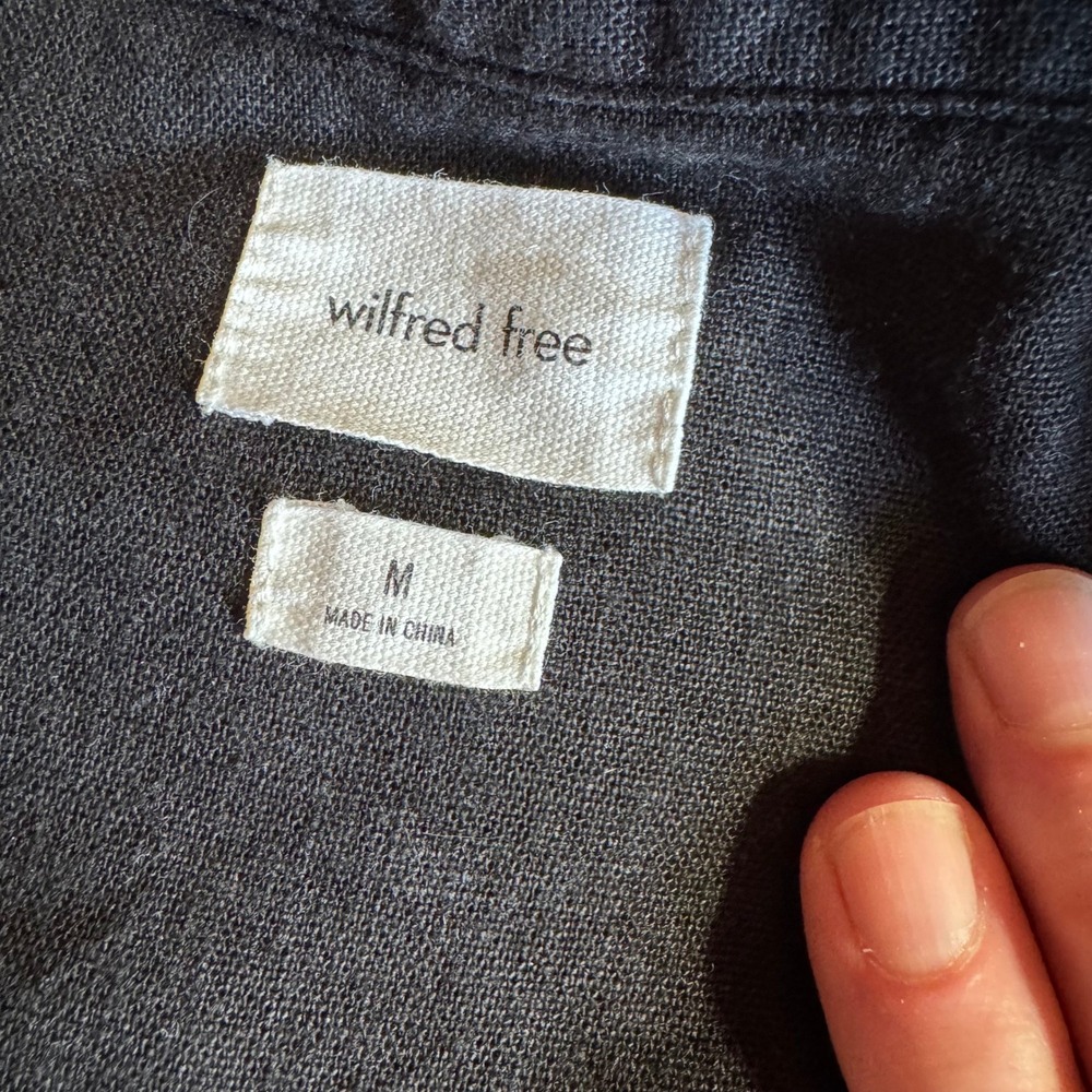 Wilfred Free Aritzia Black Linen Blend Button Front Short Sleeve Jumpsuit M - Picture 8 of 14